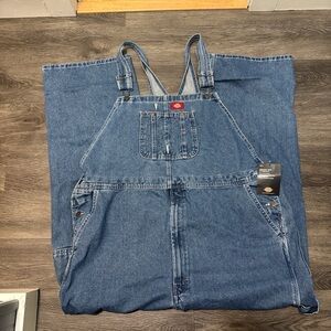 Dickies Men's Relaxed Fit Blue Denim Overalls